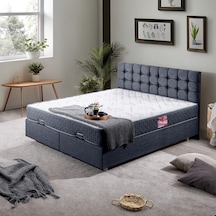 Venedik Çift Kişilik Baza Başlık Letto Yatak Seti - Lacivert 160 x 200