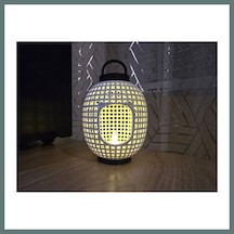 Bezos Japon Esintili Izgara Desenli Fener Tealight Mumluk Dekoratif Rüzgar Feneri Ventra Çok Renkli