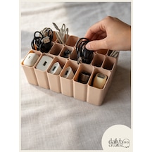 Dailyboo Creates Kablo Ve Adaptör Organizeri-saklama Kutusu-22 Bölmeli Çekmece Düzenleyici Bej