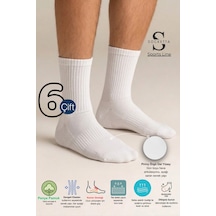 Socketta Erkek Spor Dikişsiz Havlu Taban 6'lı Premium Tenis Soket Çorap Beyaz