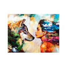 Kurt Ve Kadın Çerçeveli 50x65 Sayılarla Boyama Hobi Seti