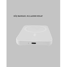 Magsafe Uyumlu Kablosuz Powerbank Güçlü Mıknatıs Hızlı Şarj Kompakt Tasarım Siyah
