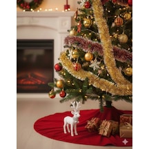 22 Cm X 15 Cm Yılbaşı Geyik Beyaz Kadife Tüylü Dekoratif Masa Ve Parti Süsleme Figürü Noel Diğer