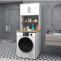 Reyo Home Enda Çamaşır Makinesi Dolabı 3 Raflı Banyo Dolabı Çam Atlantik Çam