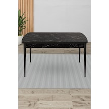 Canisa Exve Serisi 80x132 Açılabilir Siyah Mermer Desen Masa Takımı Ve 4 Cappucino Sandalye Siyah Mermer Desen Masa, Cappucino Sandalye