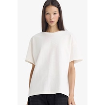 Defacto Oversıze Ekru Kadın T-shirt E4935ax/wt32 Ekru