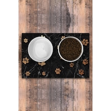 Evaşk  Vinil Kaymaz Tabanlı Keçe Baskılı Evcil Hayvan Pet Mama Paspası 45x75 Renk PATİ PM05XLPA