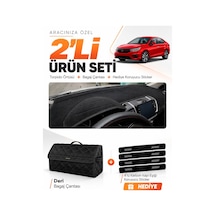 E-biz Honda Cıty 2020-2024 Uyumlu Torpido Örtüsü + Deri Bagaj Çantası Seti - Siyah - Ho003