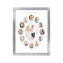 Kırılmaya Dayanıklı Camlı 12x16 Birinci Yıl Fotoğraf Çerçevesi - On İki 2x3 Fotoğraf ve Bir 5x7 Resme Uyar - Kreş Dekoru, Yeni Doğan Anne Hediyesi Veya Bebek Partisi İçin Kolaj Çerçevesi Çok Renkli