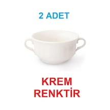 Krem Renk Çift Kulplu Çorbalık Porselen Çorba Kabı Çorba Kasesi 12 Cm 350 Cc 2 Adet