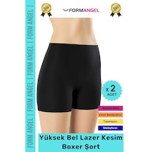 Korse İz Göstermeyen Lazer Kesim Toparlayıcı Şekillendirici Rahat Yüksek Bel Boxer Korse - 2 Adet Siyah