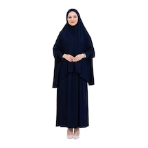 Modish Group İki Parça Namaz Elbisesi Uzun Pamuklu Tesettür Giyim Abaya & Başörtüsü Set Lacivert