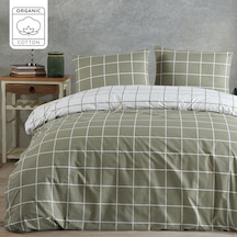 %100 Pamuklu Tek Kişilik Nevresim Takımı 160x220 2 Yastık Kılıflı Lastikli Çarşaflı 100x200+30 Zeytin Yeşili