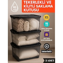 80 Litre 3 Adet Saklama Depolama Siyah