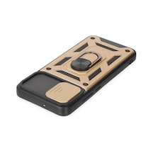Samsung Galaxy Uyumlu   A03 Kılıf Pars Lens Yüzüklü Silikon - Gold