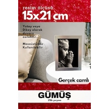 Gerçek Camlı 21lik Düz 15 X 21 Gümüş Fotoğraf Resim Çerçevesi Ayaklı Arkalık Veya Duvara Asma