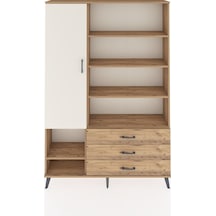 Arges Dolap 9 Raflı 3 Çekmeceli Tek Kapaklı 132x30x195 Çam-aytaşı/çam Aytası/atlas Çam