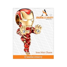 İron Man Charm Gümüş Kaplama Kırmızı