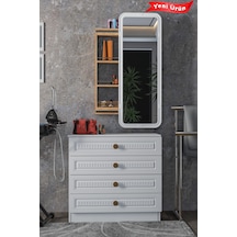 Çok Amaçlı Aynalı Takı Dolabı Mdf Kapak - Çam - Köşeli Çerçeve