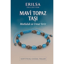 Sertifikalı Sentetik Mavi Topaz Taşı Bileklik - Mutluluk Ve Umut Veren Şık Takı Mavi