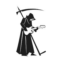 Gitar Çalan Azrail Folyo Sticker 60cm Uzunluk Siyah