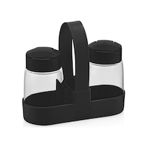 Drop Standlı Tuzluk Set Cam Siyah Click Kapaklı Standlı Baharatlık Seti 100 Ml Cam Siyah Diğer