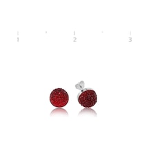 Gumush Gümüş Kırmızı Çivili Küpe N11.42545