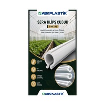 Abk-cubuk-3m-1pk 3 Metre Sera Klips Çubuğu 1 Adet 3 Metre Abkplastik Örtü Kilit Profili