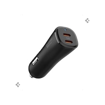 Spigen 50w Usb-c 2 Port Araç İçi Hızlı Şarj Aleti Samsung Pps Destekli Akım Korumalı Güç Adaptörü Çakmaklık İphone & Android & İpad & Macbook Type-c Pd 3.0 30w + 20w Ev502 Black Siyah