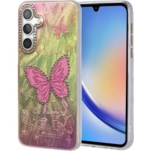 Newface Samsung Galaxy A34 5g Kılıf Blade Aynalı Desenli Kapak - Desen 5 Pembe