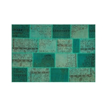 El Dokuması Patchwork Vintage Yün-pamuk Yeşil Halı 35464 161 X 232 Cm