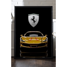 Ferrari F8 Spider Siyah Ahşap Çerçeveli Poster, Dekoratif Araba Duvar Tablosu