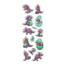 Sticker Kabartmalı Sticker Defter Planlayıcı Etiket Cb471 16x7 Cm- Mor Dinozor Çok Renkli