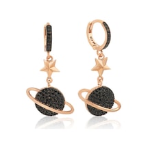 Gümüş Gezegen Bayan Küpe Gold - Rose Gold