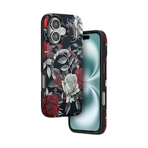 Onegif Apple iPhone Uyumlu, 16 Flower Series Magsafe Kapak - Siyah Düz Renkli