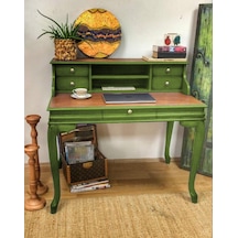 Masifart_Mobilya Masifart Sema Ahsap Calisma Masası 110 Cm Yeşil Eskitme