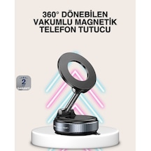 Güçlü Mıknatıslı Vakumlu Araç Telefon Tutucu Alüminyum Gövde Siyah