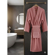Belinis %100 Pamuk Otel & Spa Kalitesinde Yumuşak Yüksek Su Emici 1 Adet Bornoz 1 Adet 50 X90 Cm Havlu Renk Gri Gülkurusu