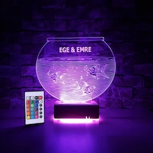 Akvaryum 3D Led Lamba Kişiye Özel Isimli Hediyelik Lamba 16 Renk