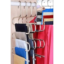 5 Adet 5 Katlı Metal Pantolon Eşarp Askısı Metal Beyaz Diğer