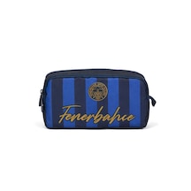 Fenerbahçe Lisanslı Lacivert Çubuklu Kalemlik - Çift Bölmeli Sarı Lacivert Okul Kalem Çantası Mavi - Lacivert