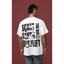 Squat Bench Deadlift The Big 3 Powerlifter Sırt Baskılı Unisex Ov Beyaz