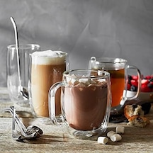 Sorrento Çift Camlı Kulplu 2&apos Li Kahve Bardağı Seti, 355 Ml, Cam, Şeffaf Cam Aeropress