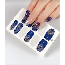 Lexroo Tırnak Oje Sticker Nail Art Set, Mavi-gümüş-altın Desenli, 12'li