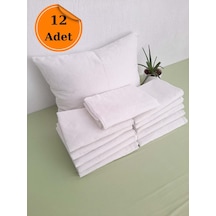 12'li Otel Yastık Koruyucu Alez Beyaz 50x70 | Kapitoneli Fermuarlı Hijyenik Kılıf