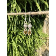 Gümüş Kazaziye Kristal Taş Küpe-Hardal N11.42063