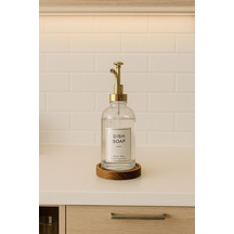 Buççin Online Mağaza Gold Kapaklı Cam Sıvı Sabun Bulaşık Deterjanı Şişesi Stantlı 500ml Etiketli/etiketsiz Cam Bej Çok Renkli