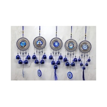 4 Adet Metal Nazar Boncuğu Çan Formlu Dekoratif Aksesuar, Duvar Süsü, Evil Eye Charm, Nazar Bell