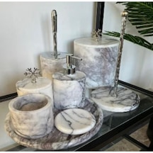 Bnlk12000 Leylak 8 Li Banyo Seti Dekoratif Mermer Şık Banyo Aksesuarı Minimal