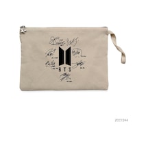 Bts Logo İmzalı Krem Clutch Astarlı Cüzdan / El Çantası